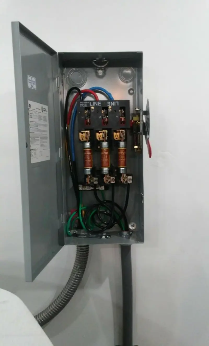 Three-phase disconnect switch installed for Smoke Detector Installation in Farmingdale